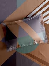 Gardenia Augusta 100% Cotton 300 TC King Bedsheet with 2 Pillow Covers | Multicolor Geometric Print