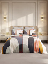 Gardenia Augusta 100% Cotton 300 TC King Bedsheet with 2 Pillow Covers | Multicolor Geometric Print