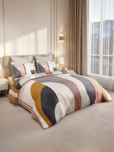 Gardenia Augusta 100% Cotton 300 TC King Bedsheet with 2 Pillow Covers | Multicolor Geometric Print