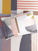 Gardenia Augusta 100% Cotton 300 TC King Bedsheet with 2 Pillow Covers | Multicolor Geometric Print