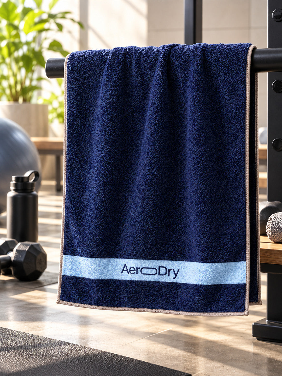 AeroDry 550 GSM 100% Cotton Reversible Sport Towel - Blue, 50 x 100 cm