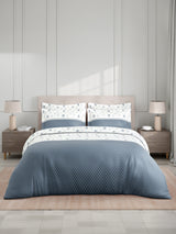 Royal Essence 100% Cotton 400 TC Blue & White Floral King Bedsheet with 4 Pillow Covers & 2 Cushion Covers