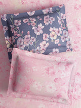 Royal Essence 100% Cotton 400 TC Pink & Purple Digital Floral Print King Bedsheet with 4 Pillow Covers