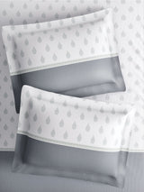 Royal Essence 100% Cotton 400 TC Grey & White Ethnic Print King Bedsheet with 4 Pillow Covers & 2 Cushion Covers