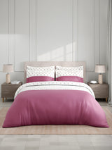 Royal Essence 100% Cotton 400 TC Pink & White Ethnic Print King Bedsheet with 4 Pillow Covers & 2 Cushion Covers