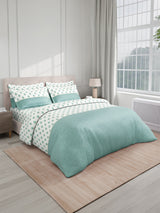 Royal Essence 100% Cotton 400 TC Blue & White Ethnic Print King Bedsheet with 4 Pillow Covers & 2 Cushion Covers