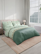 Royal Essence 100% Cotton 400 TC White Digital Floral Print King Bedsheet with 4 Pillow Covers