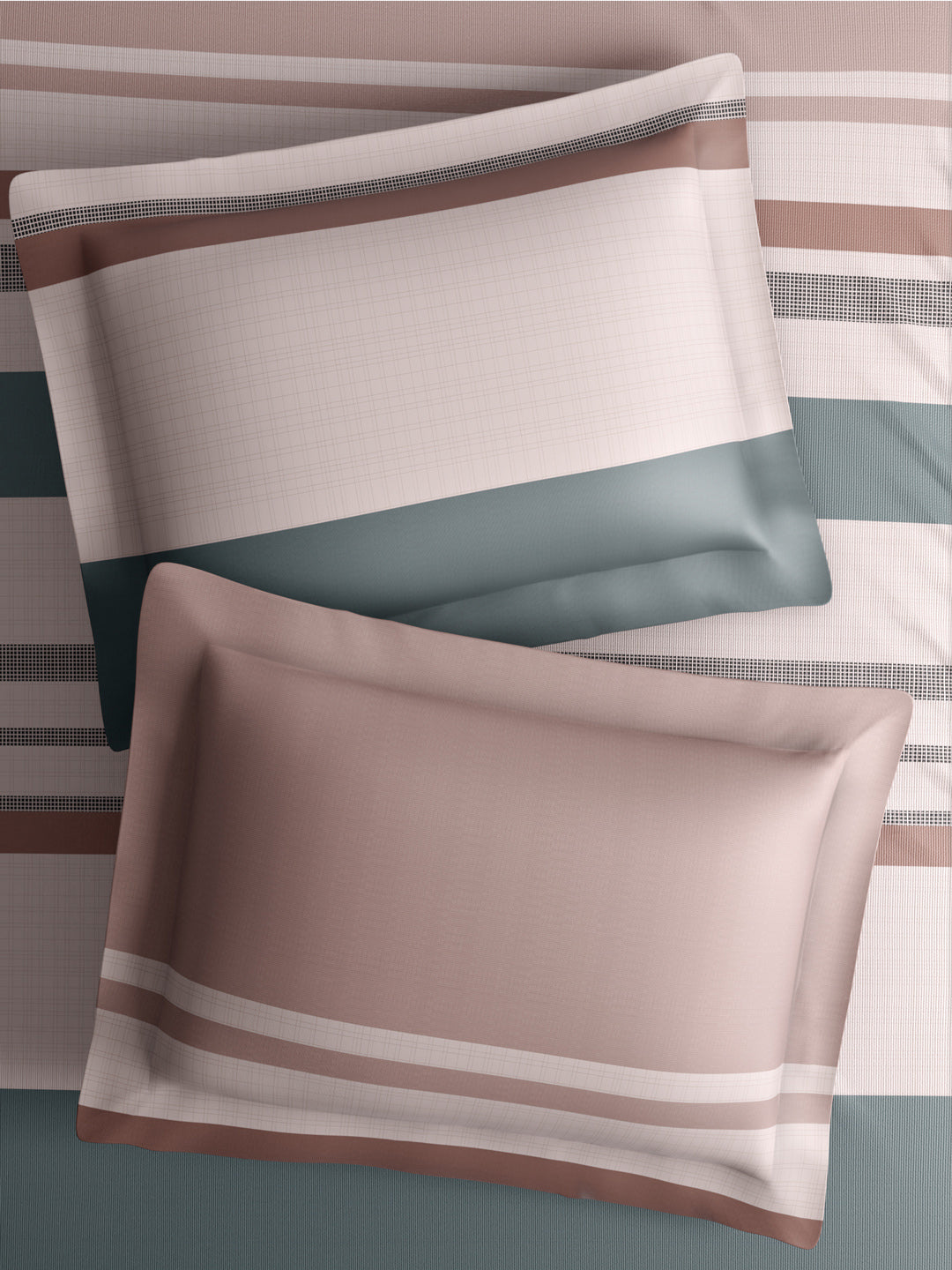 100% Cotton King Bedsheet Set with 4 Pillow Covers & 2 Cushion Covers, 400 TC Multicolor Geometrical, Royal Essence