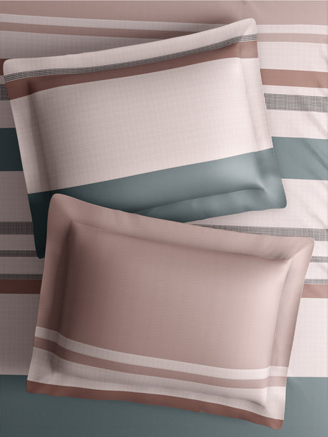 100% Cotton King Bedsheet Set with 4 Pillow Covers & 2 Cushion Covers, 400 TC Multicolor Geometrical, Royal Essence