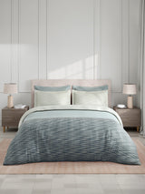 100% Cotton King Bedsheet Set with 4 Pillow Covers & 2 Cushion Covers, 400 TC Grey Geometrical, Royal Essence