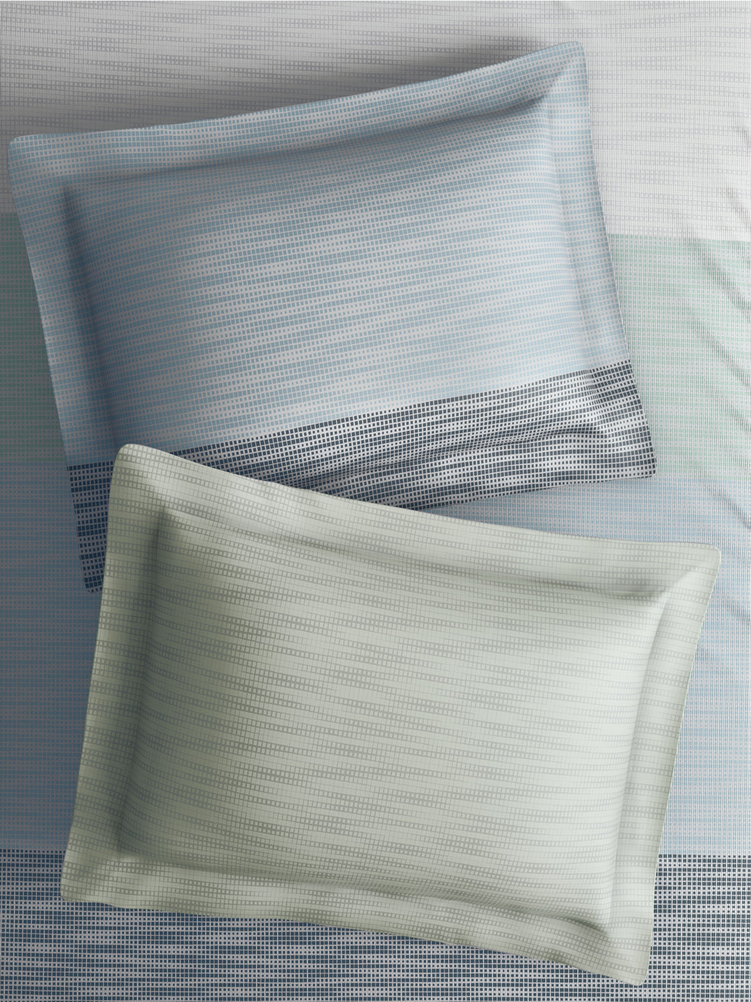 100% Cotton King Bedsheet Set with 4 Pillow Covers & 2 Cushion Covers, 400 TC Grey Geometrical, Royal Essence