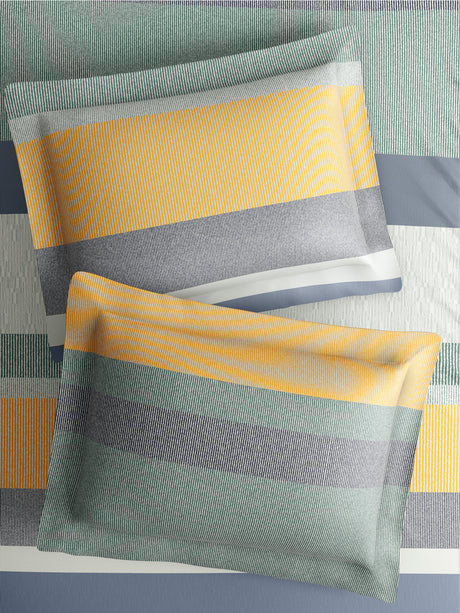 100% Cotton King Bedsheet Set with 4 Pillow Covers & 2 Cushion Covers, 400 TC Multicolor Geometrical, Royal Essence