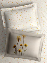 100% Cotton King Bedsheet Set with 4 Pillow Covers & 2 Cushion Covers, 400 TC White Floral, Royal Essence