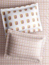 100% Cotton King Bedsheet Set with 4 Pillow Covers & 2 Cushion Covers, 400 TC White & Pink Floral, Royal Essence