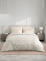 100% Cotton King Bedsheet Set with 4 Pillow Covers & 2 Cushion Covers, 400 TC White Floral, Royal Essence