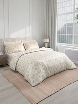 100% Cotton King Bedsheet Set with 4 Pillow Covers & 2 Cushion Covers, 400 TC White Floral, Royal Essence
