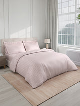 100% Cotton King Bedsheet Set with 4 Pillow Covers & 2 Cushion Covers, 400 TC Cream Geometrical, Royal Essence