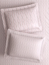 100% Cotton King Bedsheet Set with 4 Pillow Covers & 2 Cushion Covers, 400 TC Cream Geometrical, Royal Essence