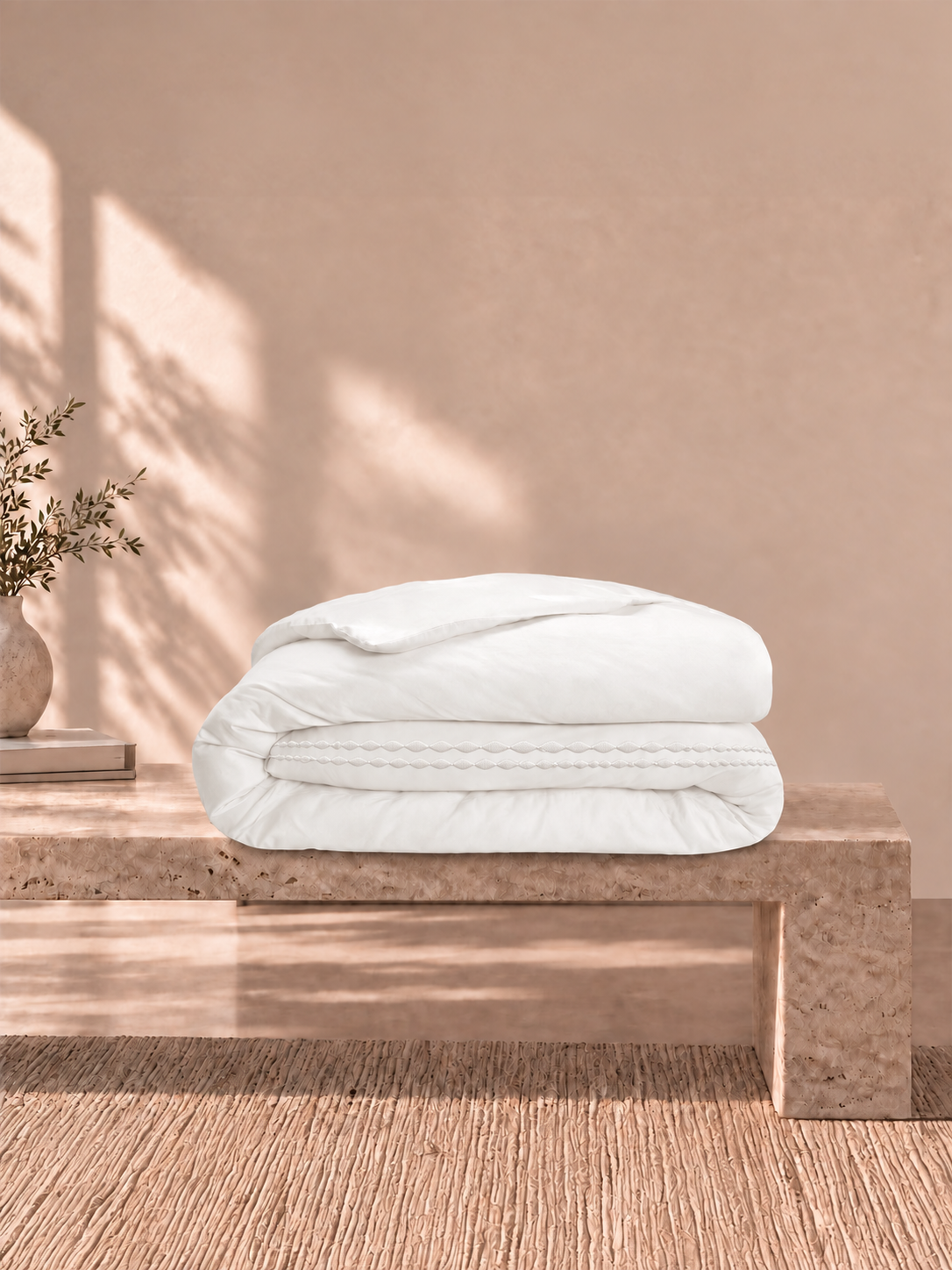 Premium Quality 100% Egyptian Cotton 1000 TC, White King Bedsheet with 4 Pillow Covers, Infinity