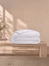 100% Cotton 300 TC, King Size Dyed Bedsheet with 1 Duvet Cover and 4 Pillow Covers, Emblem Collection - Bright White