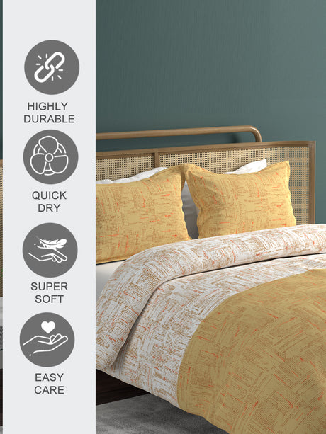 Urban Geos 220 TC Tencel Yellow King Bedsheet with 2 Pillow Covers