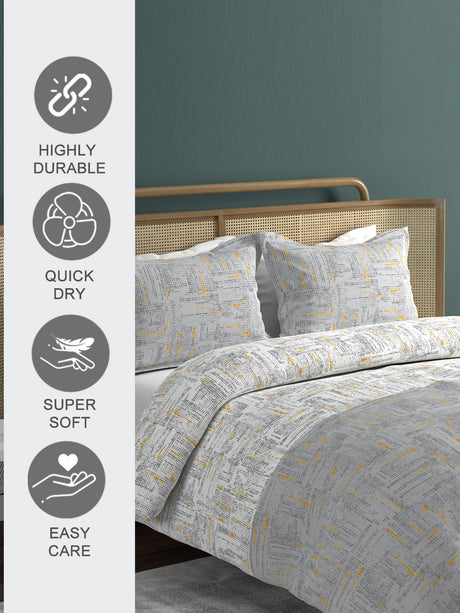 Urban Geos 220 TC Tencel Grey King Bedsheet with 2 Pillow Covers