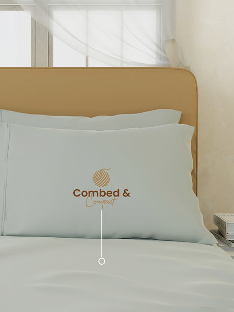 Infinity Premium Quality 100% Egyptian Cotton 1000 TC Silver King Bedsheet with 4 Pillow Covers (Pearl Stitched)