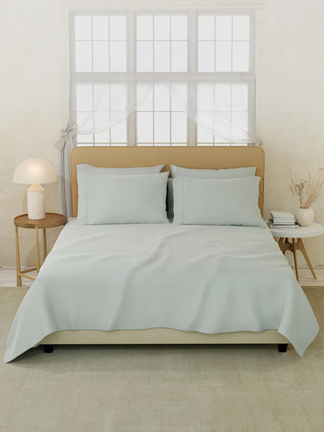 Premium Quality 100% Egyptian Cotton 1000 TC, Silver King Bedsheet with 4 Pillow Covers (Pearl Stitched), Infinity