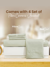 Infinity Premium Quality 100% Egyptian Cotton 1000 TC Light Yellow King Bedsheet with 4 Pillow Covers (Pearl Stitched)