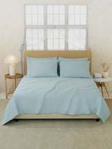 Premium Quality 100% Egyptian Cotton 1000 TC, Blue King Bedsheet with 4 Pillow Covers (Pearl Stitched), Infinity