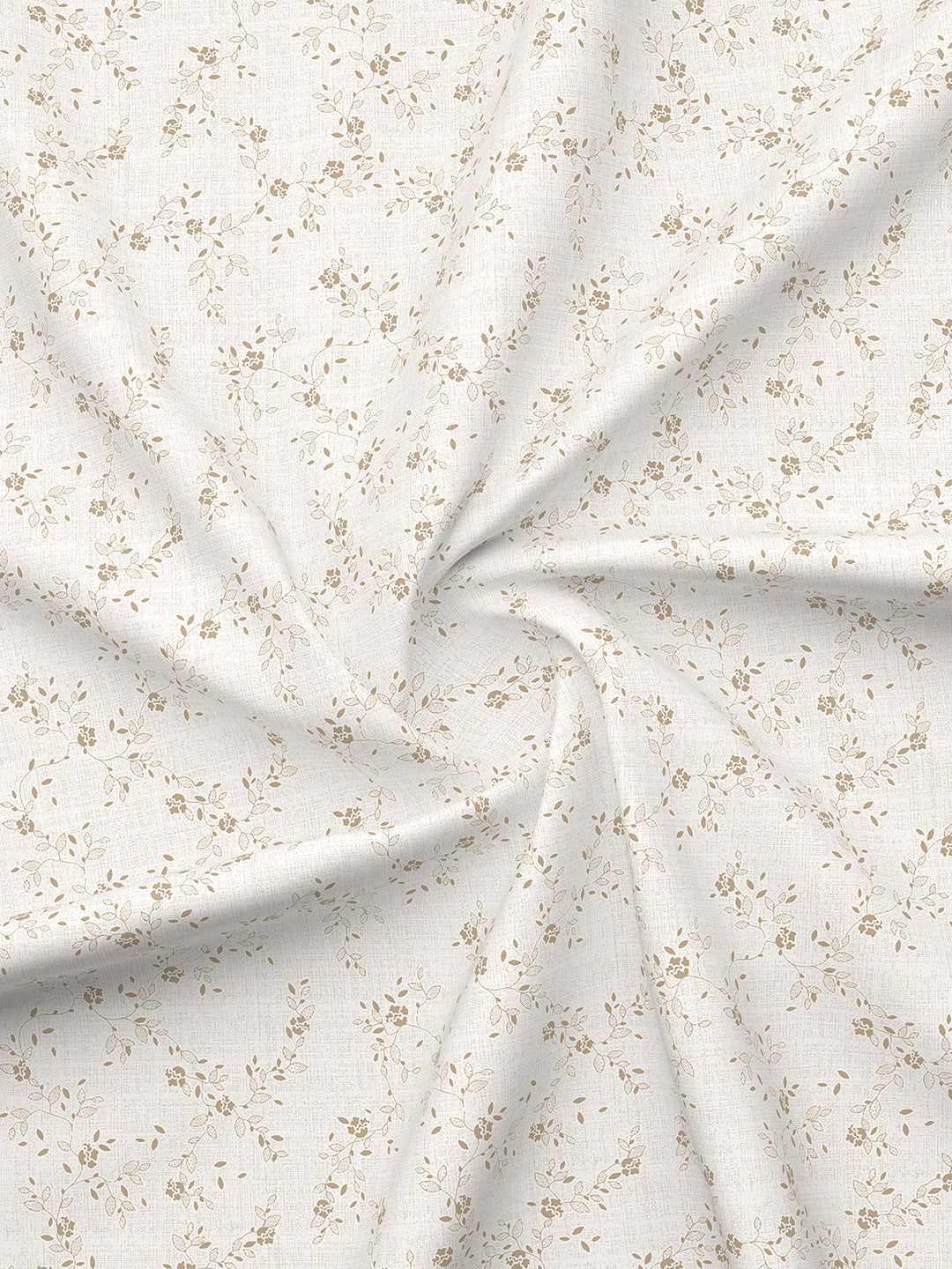Zen Living 500 TC TENCEL™ King Size Bedsheet with 4 Pillow Covers (Double Marrow Stitch) - Beige & White Floral Print
