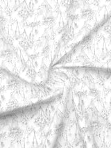 Zen Living 500 TC Tencel Cotton King Size Bedsheet with 4 Pillow Covers (Double Marrow Stitch) - White & Grey Floral Print