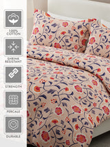 Siesta 100% Egyptian Cotton 200 TC Pink Floral Print King Bedsheet with 2 Pillow Covers