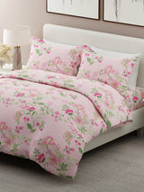 Siesta 100% Egyptian Cotton 200 TC Pink Floral Print King Bedsheet with 2 Pillow Covers