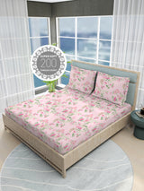 Siesta 100% Egyptian Cotton 200 TC Pink Floral Print King Bedsheet with 2 Pillow Covers