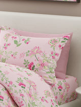 Siesta 100% Egyptian Cotton 200 TC Pink Floral Print King Bedsheet with 2 Pillow Covers