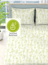 Nature Bouquet 100% Cotton 300 TC King Bedsheet with 2 Pillow Covers | Floral Fragrance Bedsheet Set