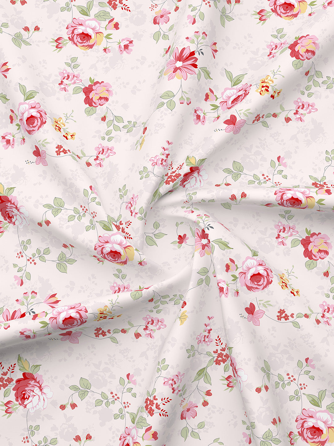 Nature Bouquet 100% Cotton 300 TC Pink Floral Print Scented King Bedsheet with 2 Pillow Covers (Rose Fragrance)