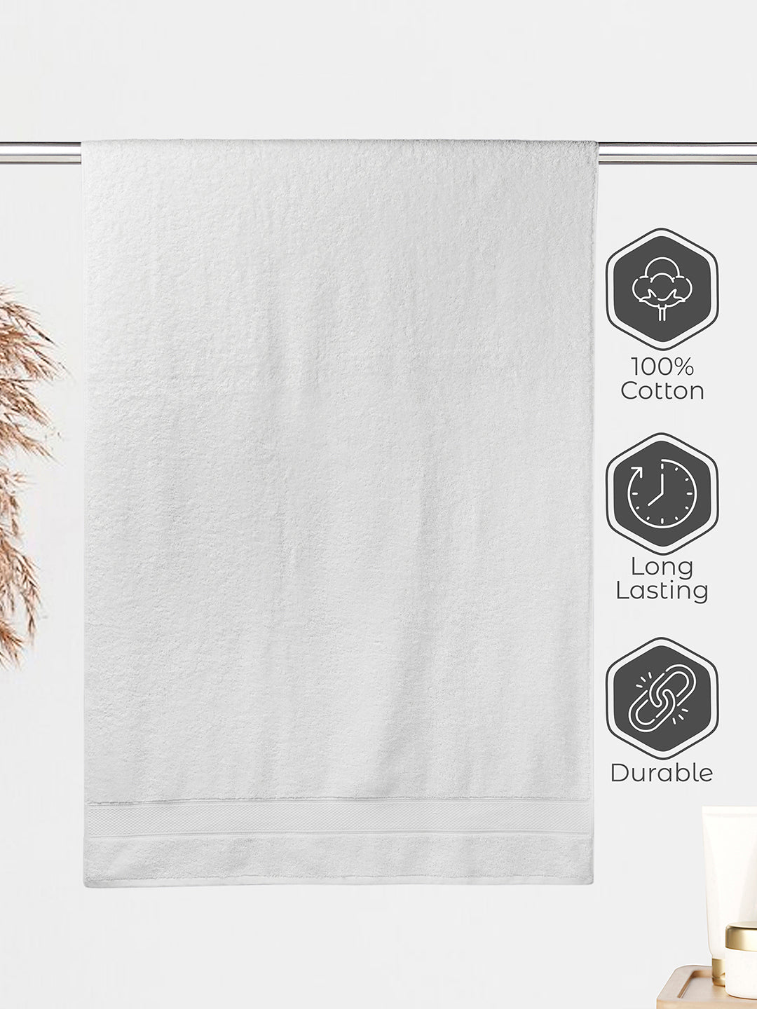 Luxe Loom 100% Cotton 550 GSM Bath Towel - Brilliant White