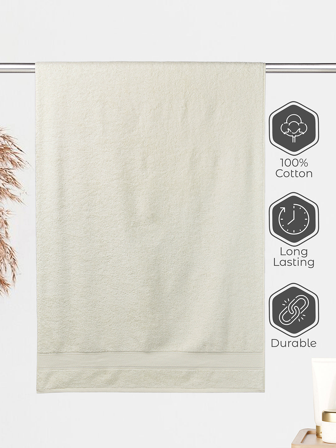 Luxe Loom 100% Cotton 550 GSM Bath Towel - Vanilla Ice (Cream)