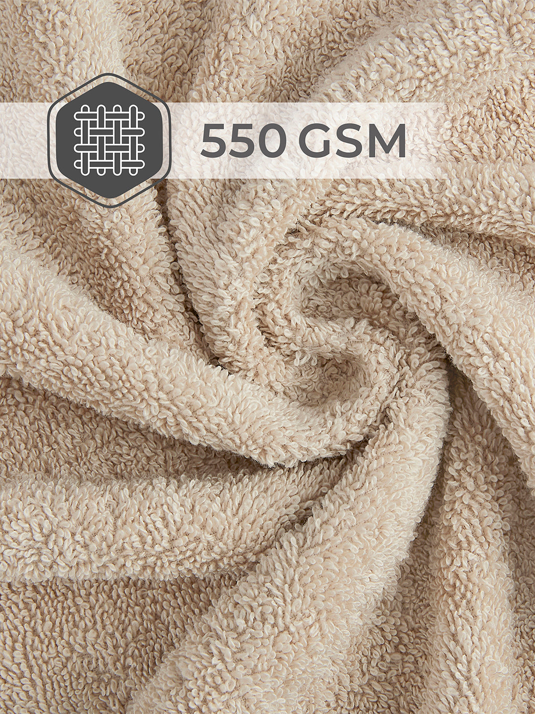 Luxe Loom 100% Cotton 550 GSM Bath Towel - Soft Sand (Beige)