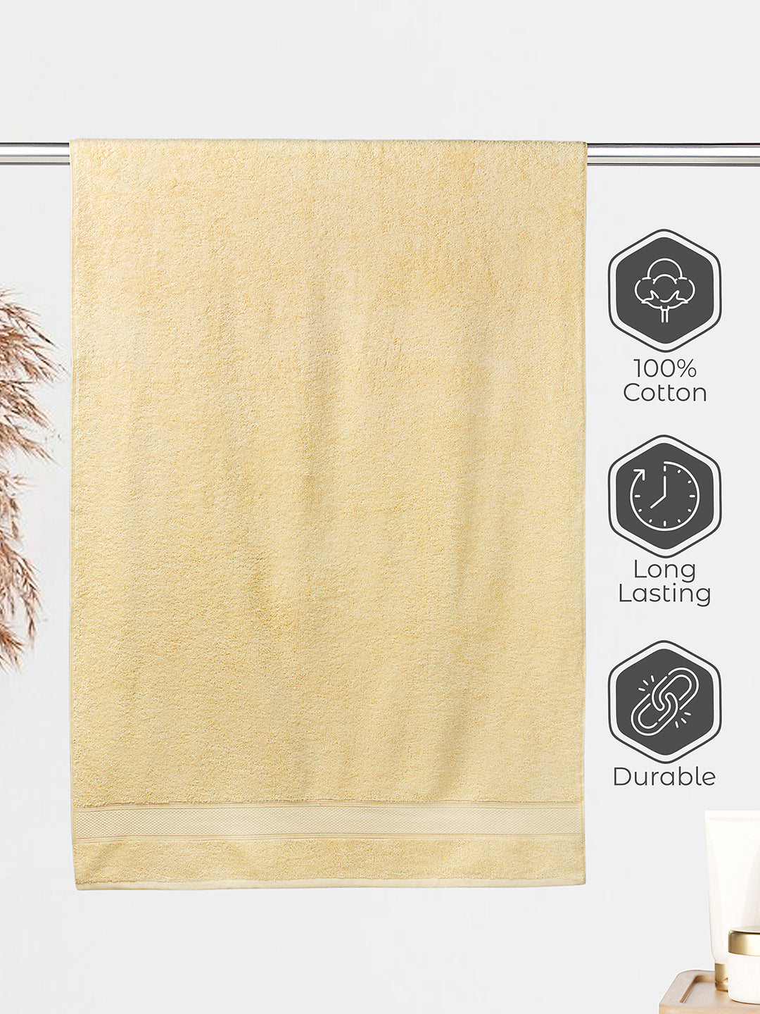 Luxe Loom 100% Cotton 550 GSM Bath Towel - Yellow