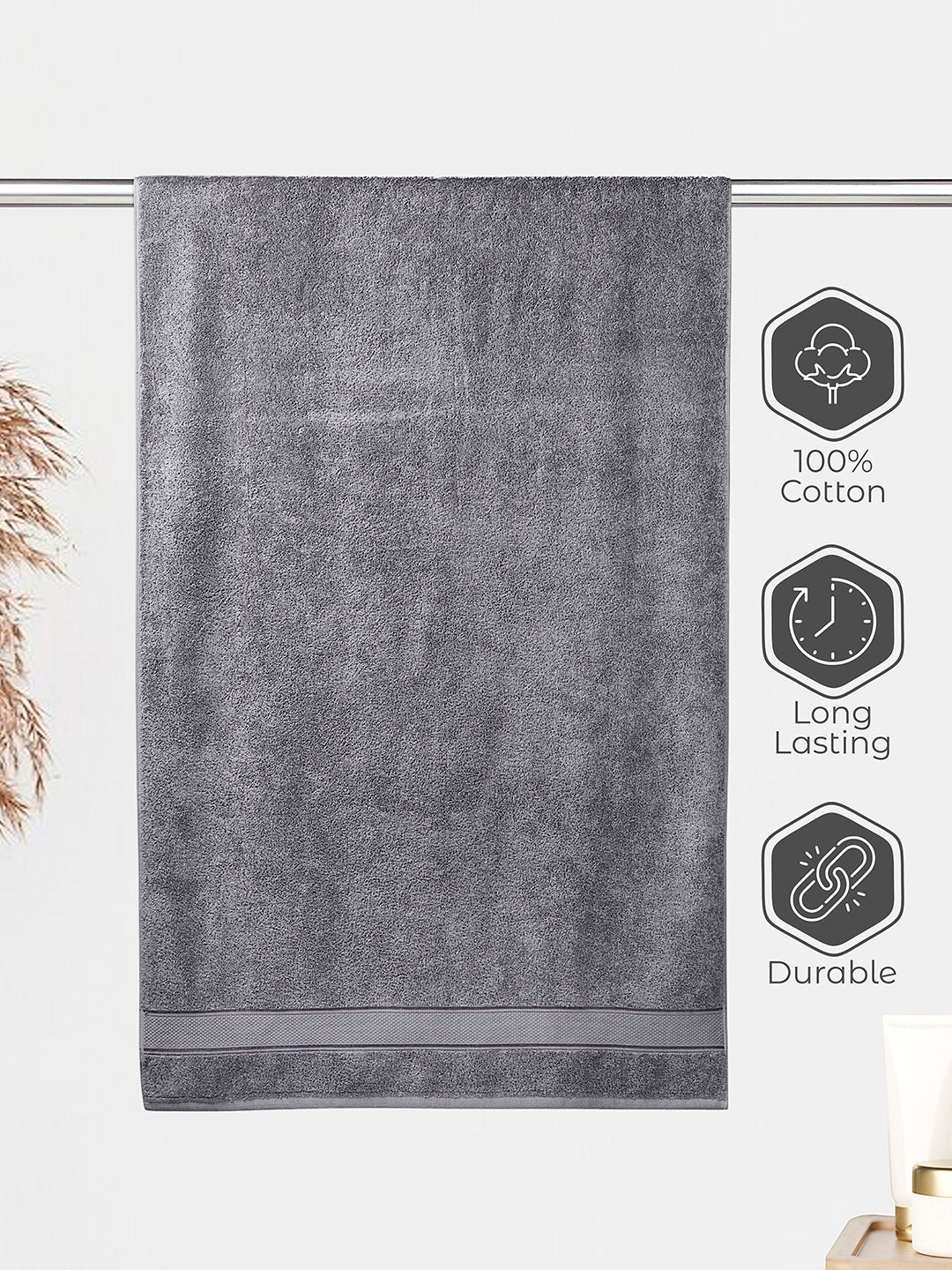 Luxe Loom 100% Cotton 550 GSM Bath Towel - Grey Beauty