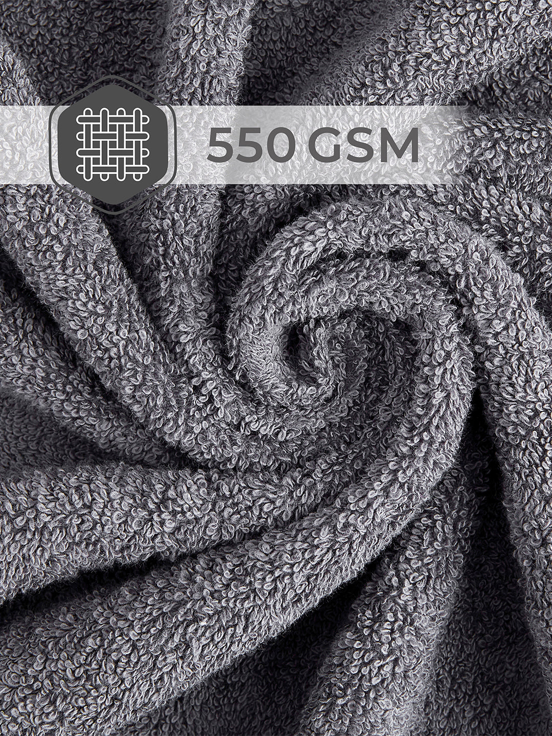 Luxe Loom 100% Cotton 550 GSM Bath Towel - Grey Beauty