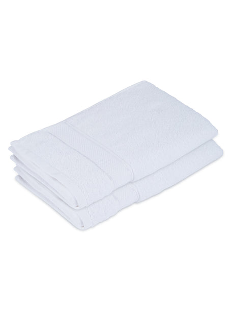 100% Cotton 550 GSM White Hand Towels, Luxe Loom Collection (Pack of 2)