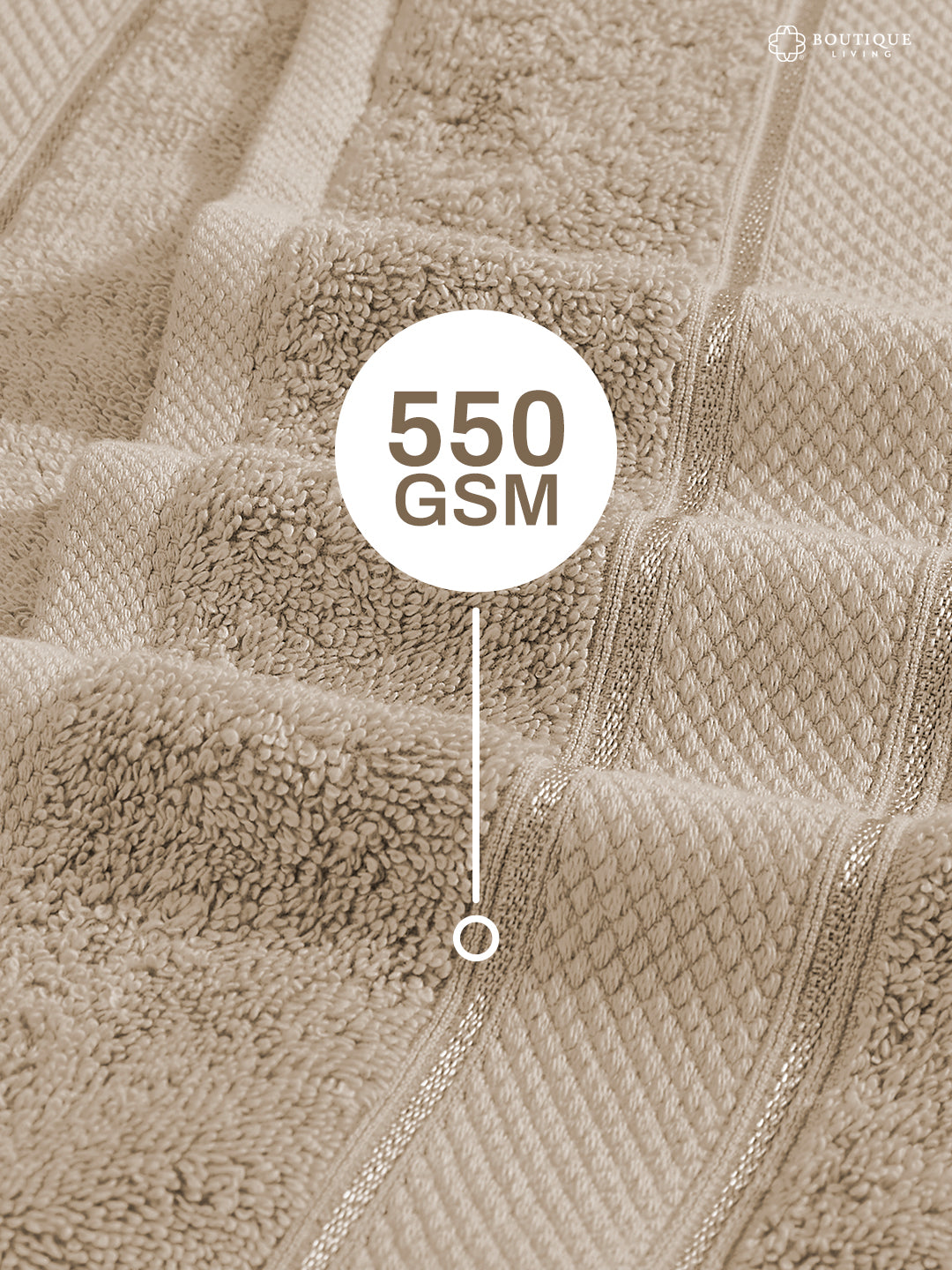 100% Cotton 550 GSM Grey Hand Towels, Luxe Loom Collection (Pack of 2)