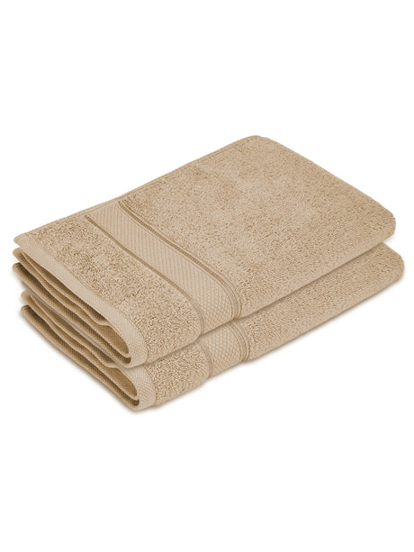100% Cotton 550 GSM Beige Hand Towels, Luxe Loom Collection (Pack of 2)