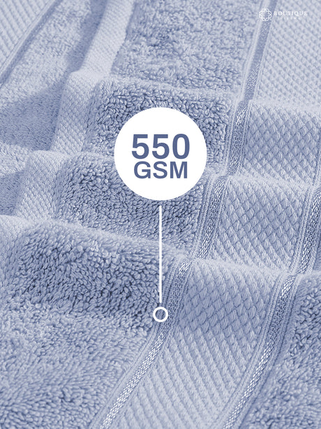 100% Cotton 550 GSM Light Blue Hand Towels, Luxe Loom Collection (Pack of 2)