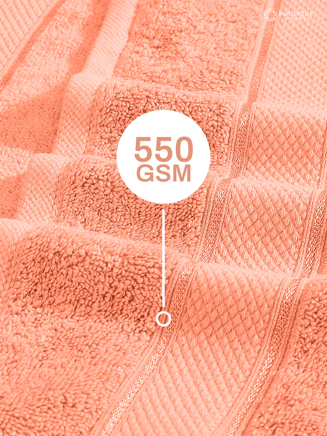 100% Cotton 550 GSM Peach Hand Towels, Luxe Loom Collection (Pack of 2)