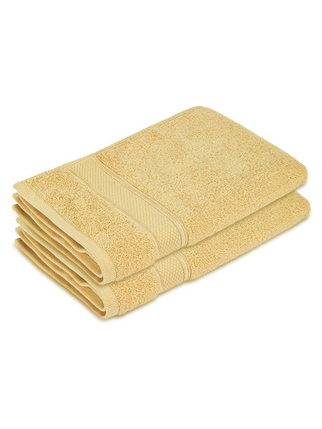 100% Cotton 550 GSM Light Yellow Hand Towels, Luxe Loom Collection (Pack of 2)